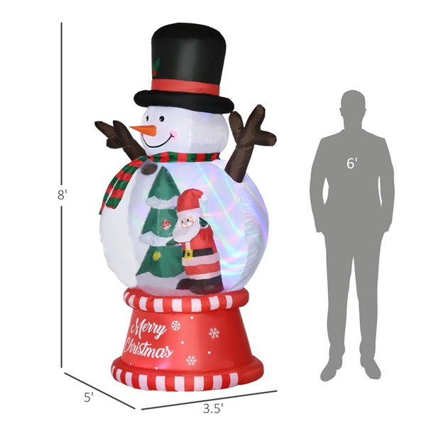 Bonhomme de neige gonflable par HomCom de 8 pi avec lumière interne  844-375V80