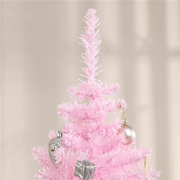 HOMCOM 6-ft Slim Artificial Christmas Tree - Pink