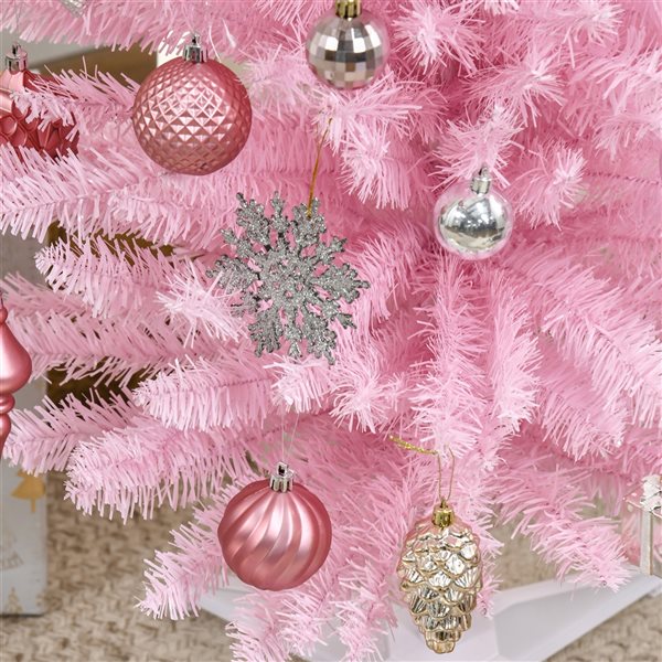 HOMCOM 6-ft Slim Artificial Christmas Tree - Pink