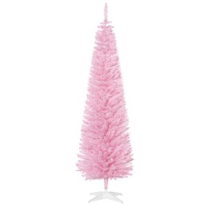 HOMCOM 6-ft Slim Artificial Christmas Tree - Pink