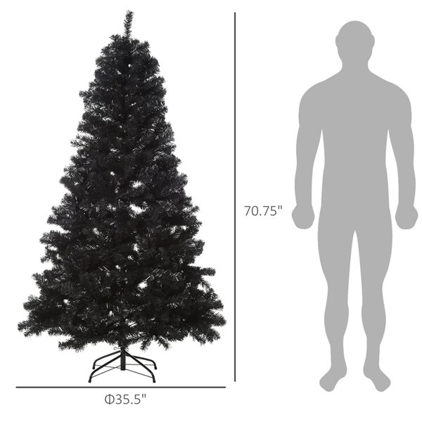 Arbre de Noël artificiel de 6 pi noir automatique par HOMCOM