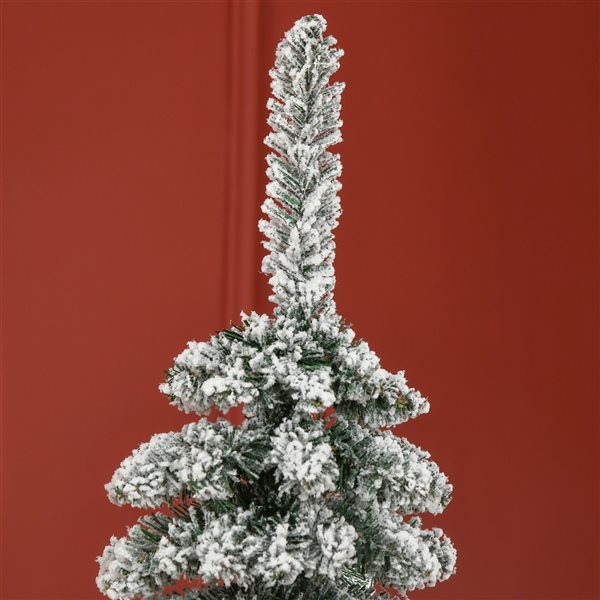 Arbre de Noël artificiel mince de 6 pi avec flocons de neige par HOMCOM