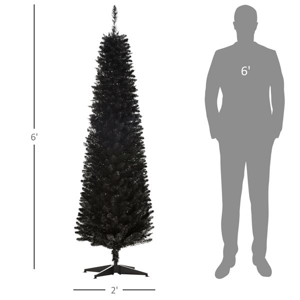 Arbre de Noël artificiel mince de 6 pi noir par HOMCOM