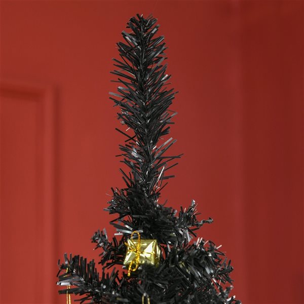 Arbre de Noël artificiel mince de 6 pi noir par HOMCOM