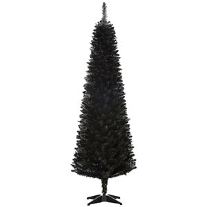 HOMCOM 6-ft Black Slim Artificial Christmas Tree