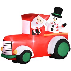 Outsunny 5-ft Inflatable Santa Claus Driving a Car with Build-in LED