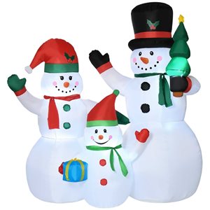 HOMCOM 7-ft Inflatable Christmas Snowman Family with LED