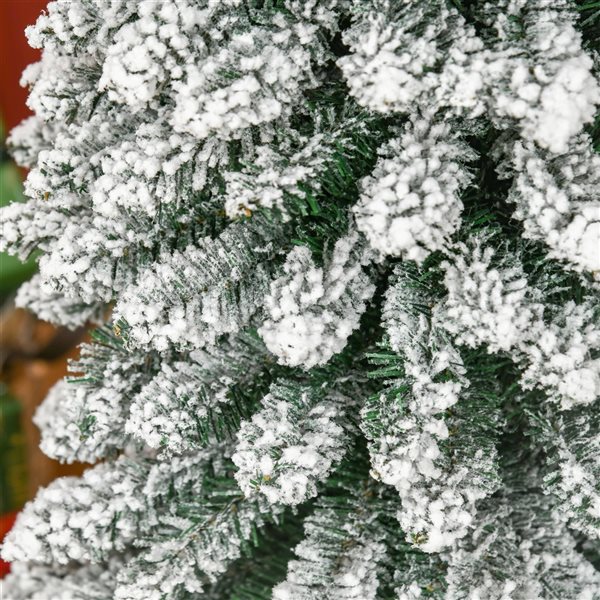 HOMCOM 7-ft Snow-Flocked Artificial Slim Christmas Tree Holiday Home Décor