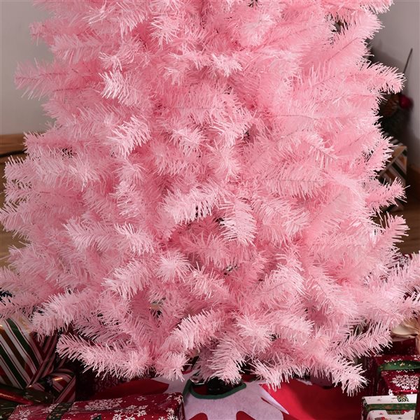 HOMCOM 7-ft Artificial Christmas Tree Xmas Holiday Pencil Tree Home - Pink