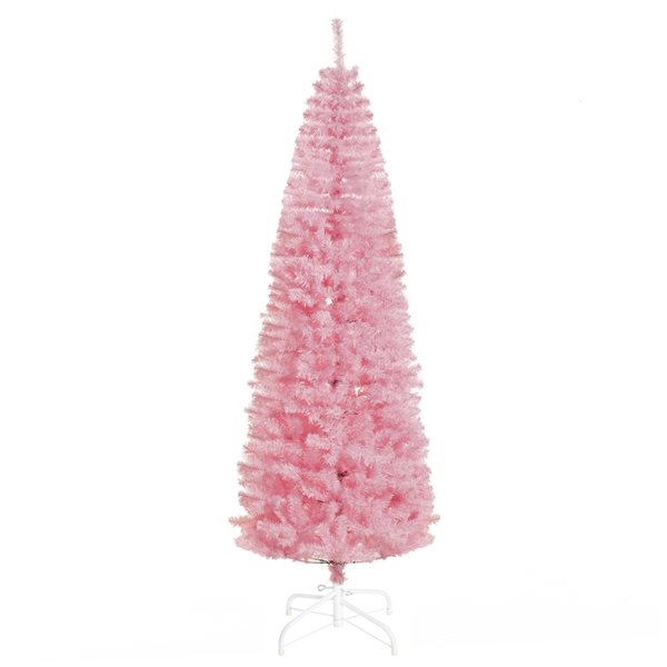 HOMCOM 7-ft Artificial Christmas Tree Xmas Holiday Pencil Tree Home - Pink