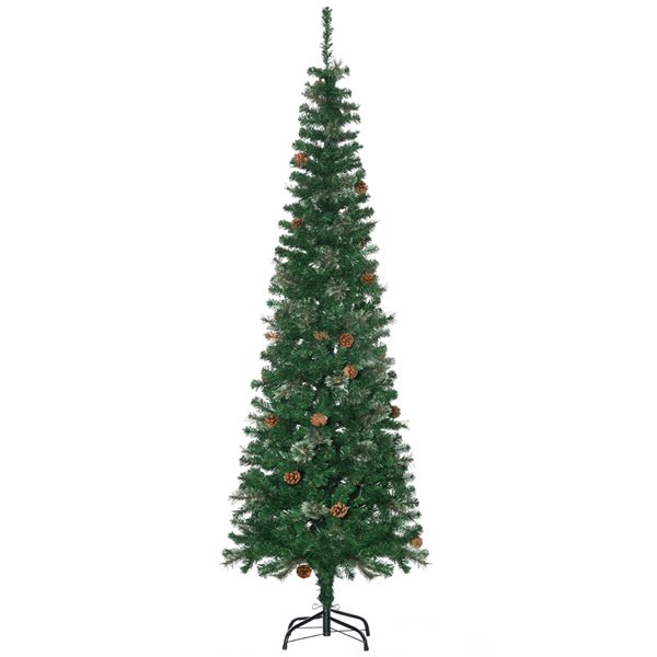 HOMCOM 6.5-ft Artificial Slim Christmas Tree with Pine Cones