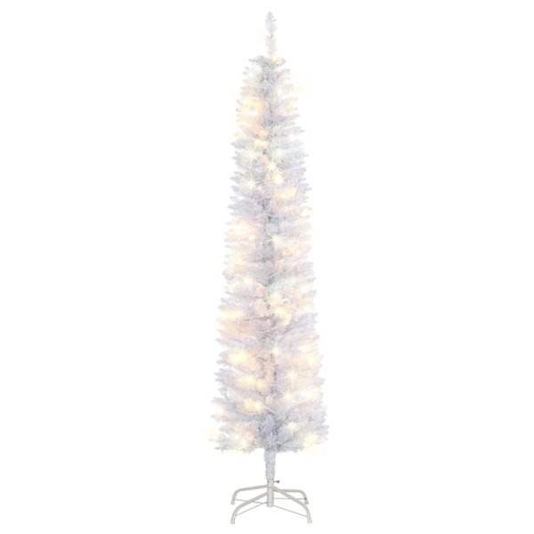 Arbre de Noël artificiel crayon de 6 pi avec base en métal par HOMCOM