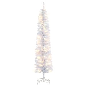 Arbre de Noël artificiel crayon de 6 pi avec base en métal par HOMCOM