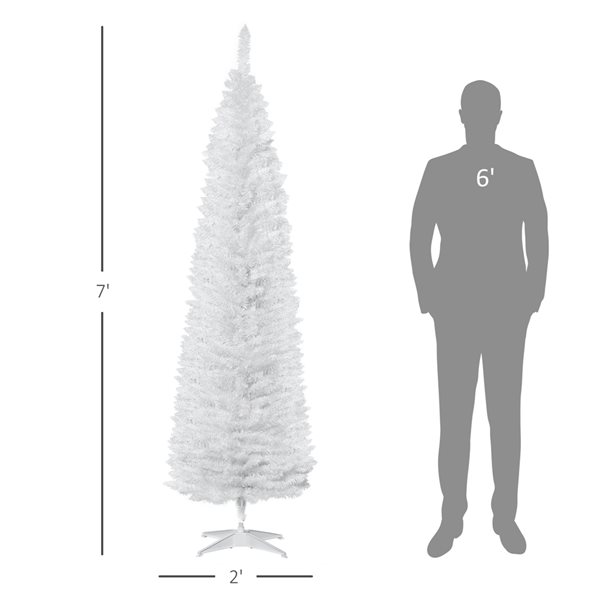 HOMCOM 7-ft Slim Artificial Christmas Tree - White