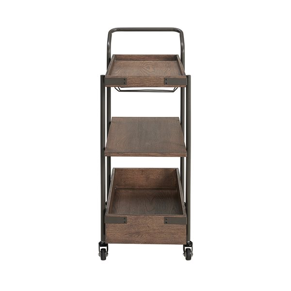 Alaterre Brown Wood Base with Wood Top Kitchen Cart (32in x 16in x 38