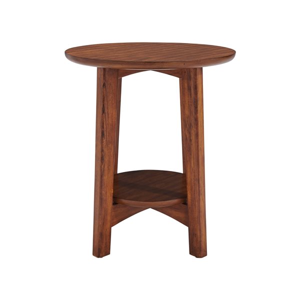 Alaterre Monterey Warm Chestnut Wood Round End Table