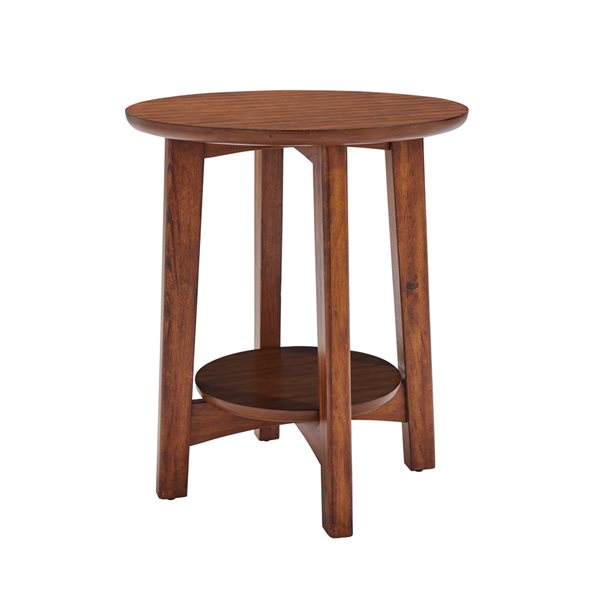 Alaterre Monterey Warm Chestnut Wood Round End Table