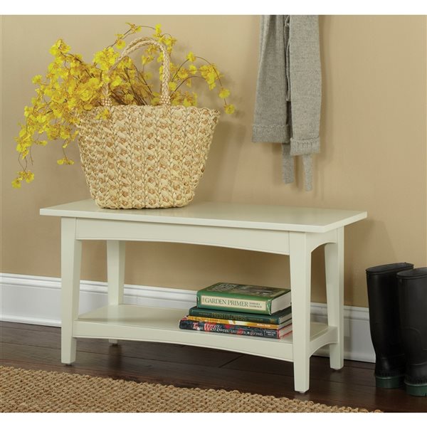 Alaterre Shaker Cottage Rustic Ivory Accent Bench