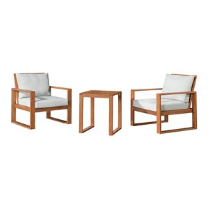 Alaterre Grafton Wood Frame Patio Conversation Set with Cushions - 3-Piece