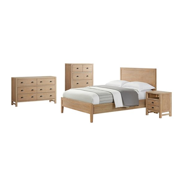 Alaterre Arden Light Driftwood Queen Bedroom Set - 4-Piece