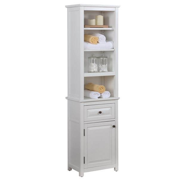 Alaterre Dorset 17-in W x 65-in H x 13-in D White Pine Freestanding Linen Cabinet