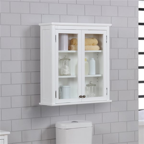 Alaterre Dorset 27-in W x 29-in H x 9-in D White Bathroom Wall Cabinet