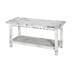 Alaterre Country Cottage Rustic Antique White Accent Bench