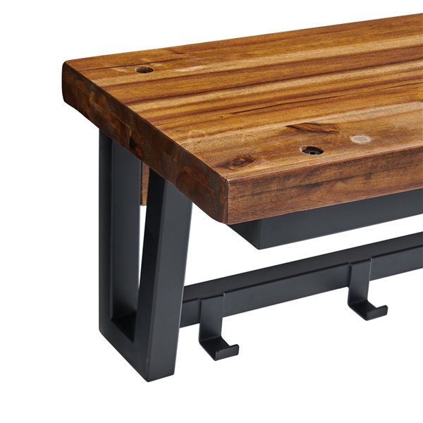 Alaterre Claremont Dark Brown and Colonial Brown 5-Hook Hook Rack with Shelf