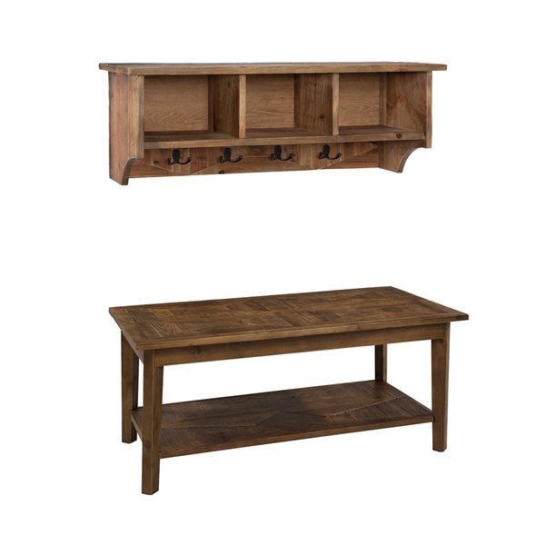 Alaterre Revive Brown 5-Hook Hook Rack with Storage and Bench