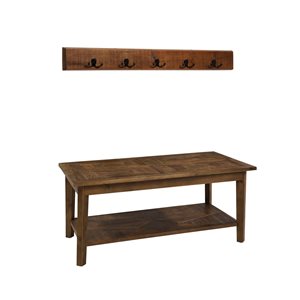 Alaterre Revive Brown 5-Hook Hook Rack and Bench