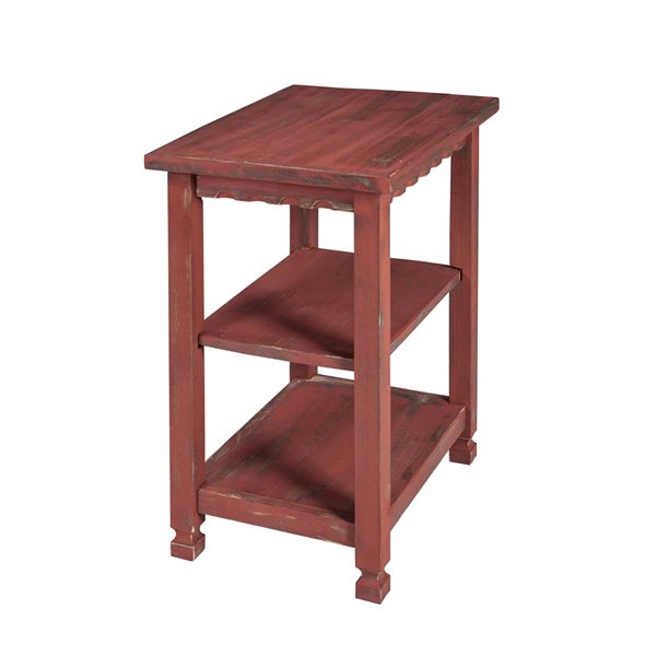 Alaterre Country Cottage Antique Red Wood Rectangular End Table