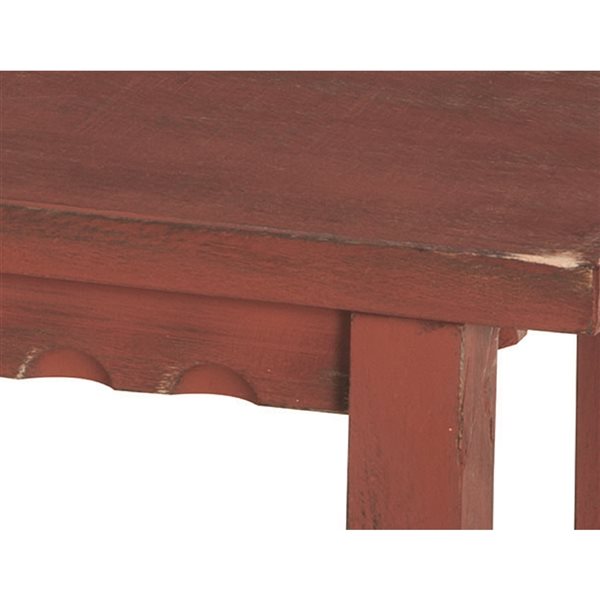 Alaterre Country Cottage Antique Red Wood Rectangular End Table