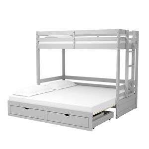 Alaterre Jasper Dove Grey Twin over Twin Extending Bunk Bed with Integrated Storage