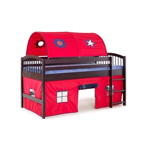 Alaterre Addison Espresso, Red and Blue Toddler Bed with Tent