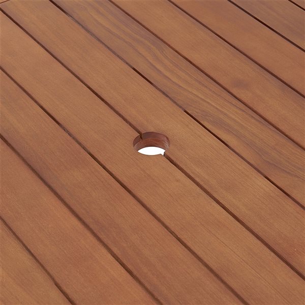 Alaterre Weston Natural Wood Frame Patio Dining Set with Grey Cushions Included - 7-Piece