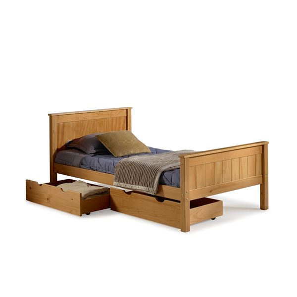 Alaterre Harmony Cinnamon Twin Platform Bed with Integrated Storage