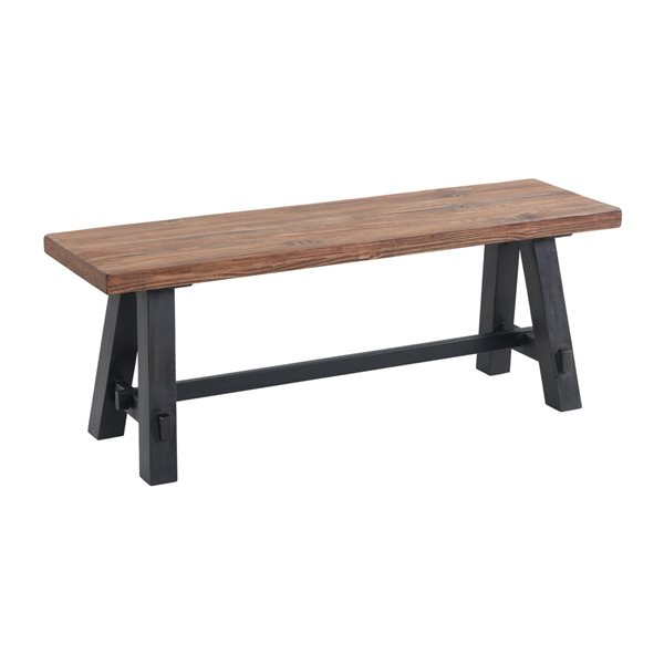 Alaterre Adam Rustic Natural 5-Hook Hook Rack with Shelf and Bench