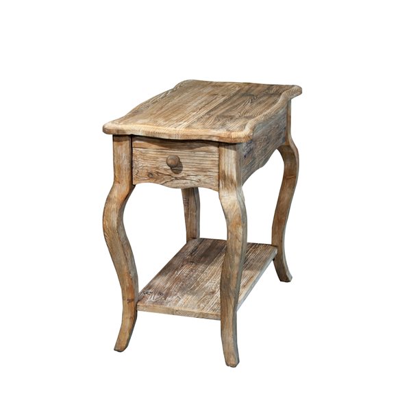 Alaterre Rustic Driftwood Wood Rectangular End Table with Drawer