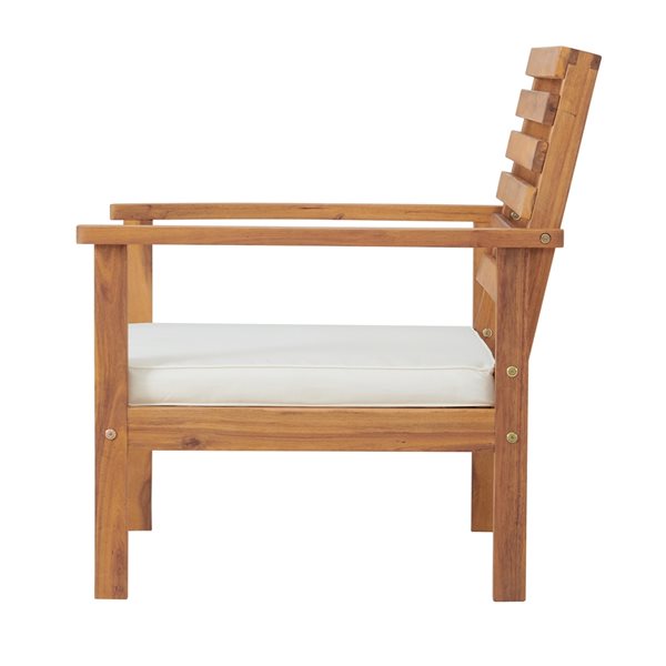 Alaterre Orwell Natural Wood Stationary Conversation Chairs with Off-White Cushioned Seat -  Set of 2