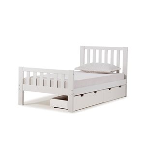 Alaterre Aurora White Twin Frame Bed with Integrated Storage