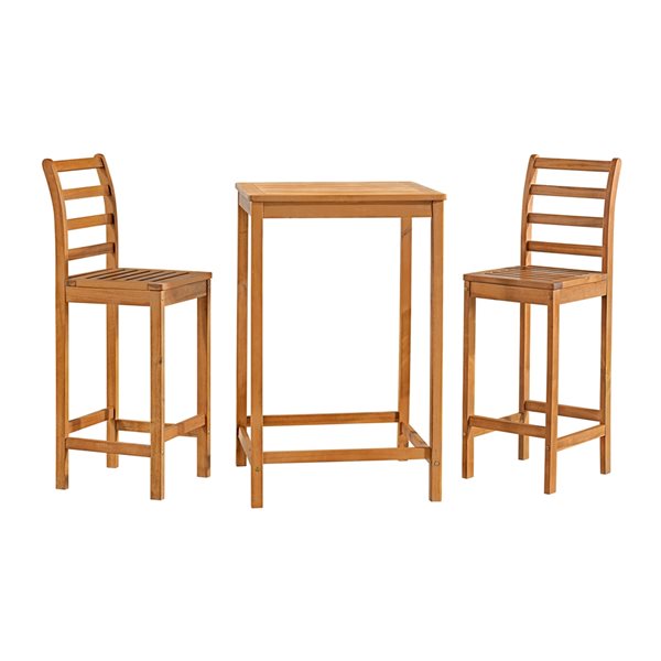 Alaterre Brandon Natural Wood Frame Patio Dining Set - 3-Piece