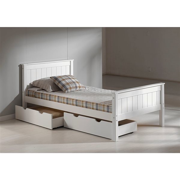 Alaterre Harmony White Twin Platform Bed with Integrated Storage