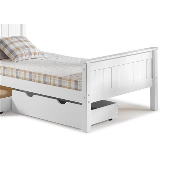 Alaterre Harmony White Twin Platform Bed with Integrated Storage
