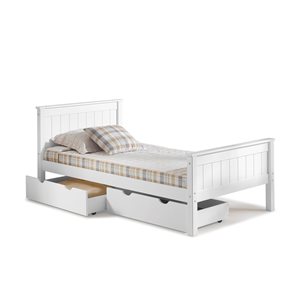 Alaterre Harmony White Twin Platform Bed with Integrated Storage