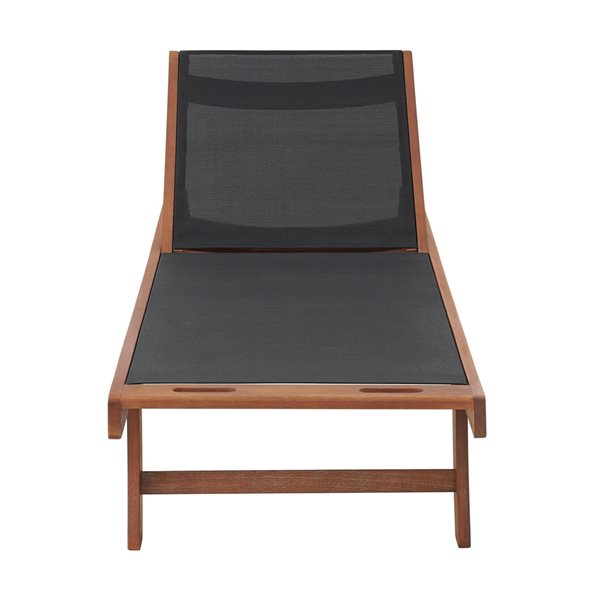 Alaterre Caspian Natural Wood Stationary Lounge Chair with Black Mesh Seat