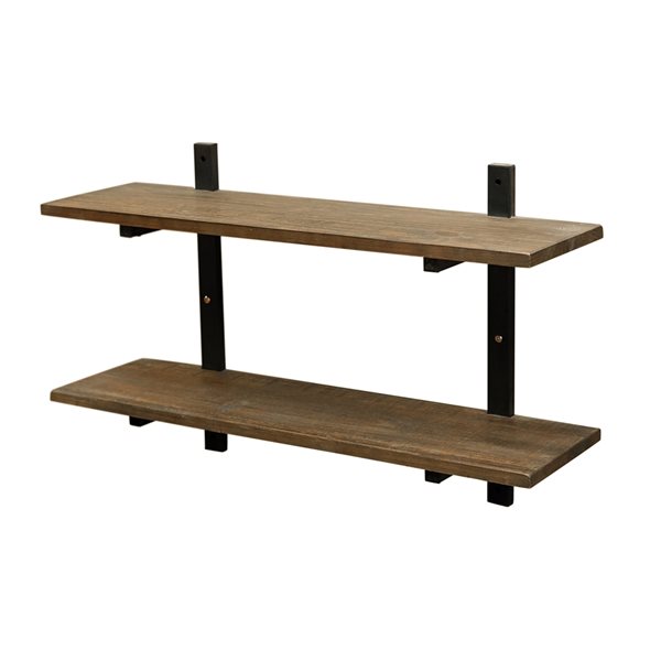 Alaterre 36-in L x 22-in H x 10-in D Metal and Wood Wall Mounted Shelf