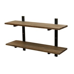 Alaterre 36-in L x 22-in H x 10-in D Metal and Wood Wall Mounted Shelf