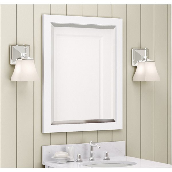 Alaterre 24-in White Rectangular Bathroom Mirror