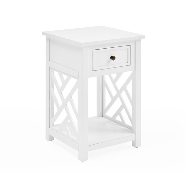 Alaterre Coventry White Wood Square End Table with Drawer