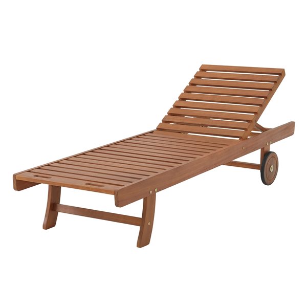 Alaterre Caspian Natural Wood Stationary Lounge Chair with Slat Seat